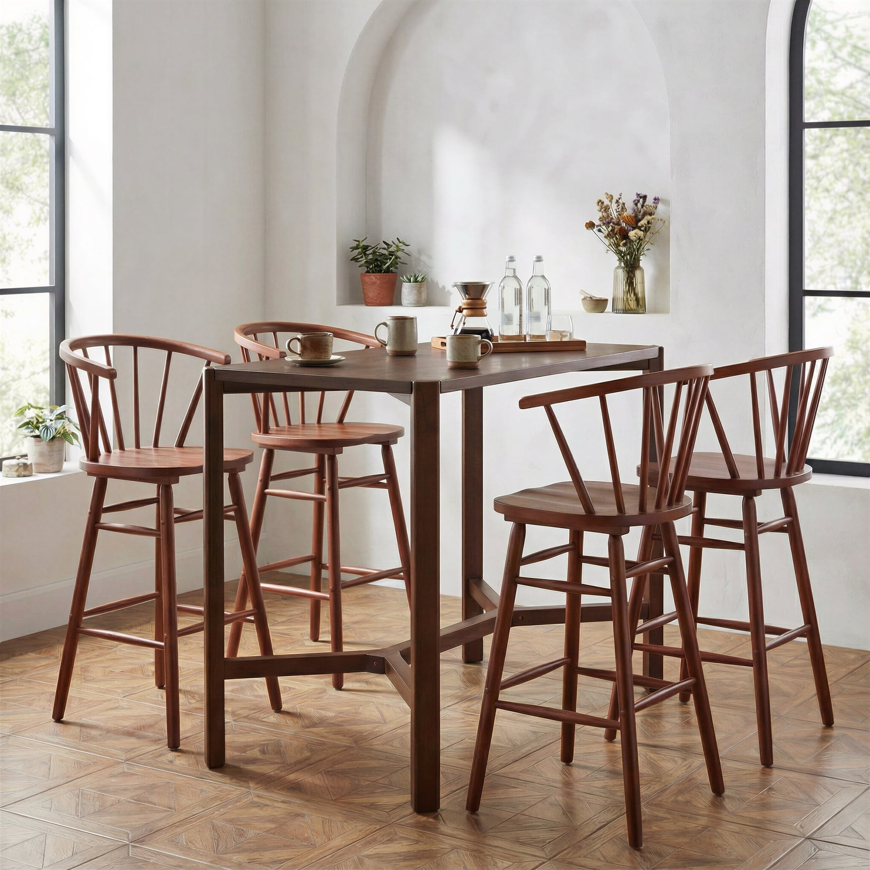 Stenger Walnut Barstool (Set of 2) - Ornate Home