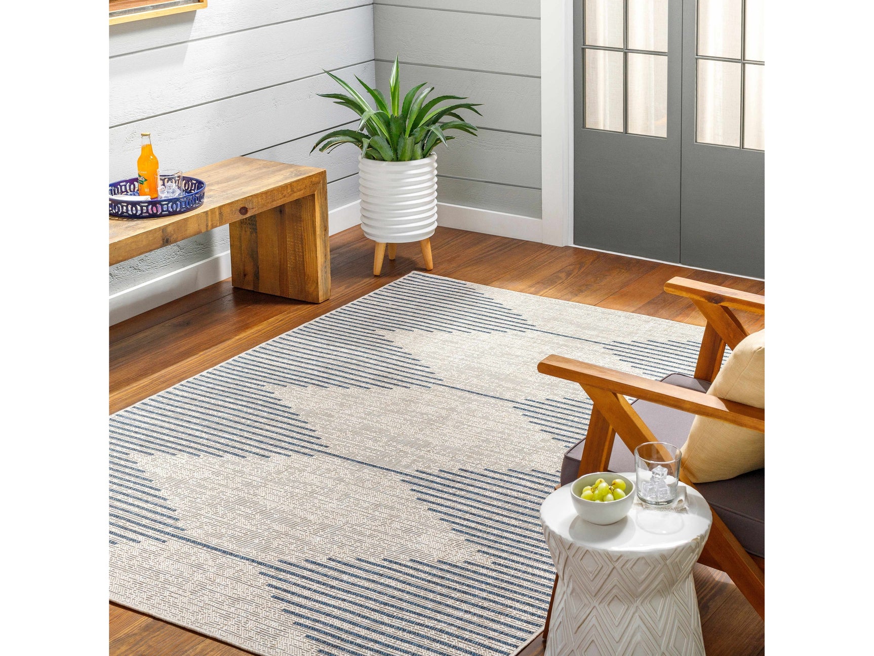 Stephan Blue & Gray Outdoor Rug - Ornate Home