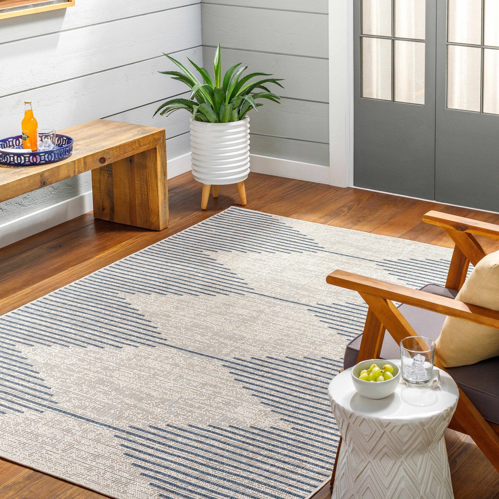 Stephan Blue & Gray Outdoor Rug - Ornate Home
