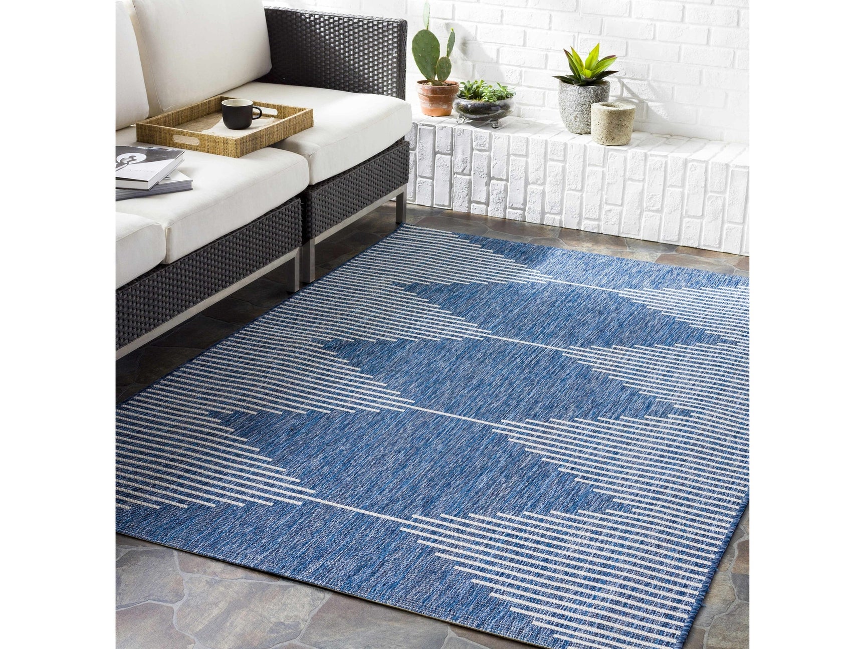 Stephan Navy Outdoor Rug - Ornate Home