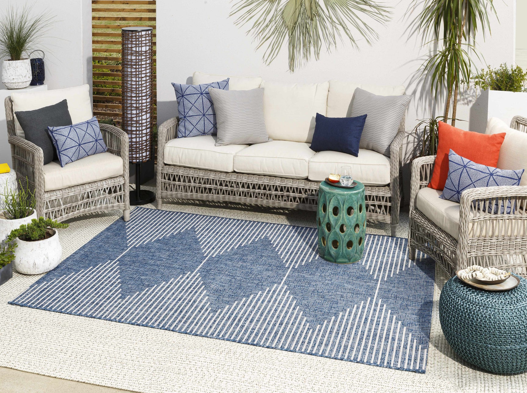 Stephan Navy Outdoor Rug - Ornate Home
