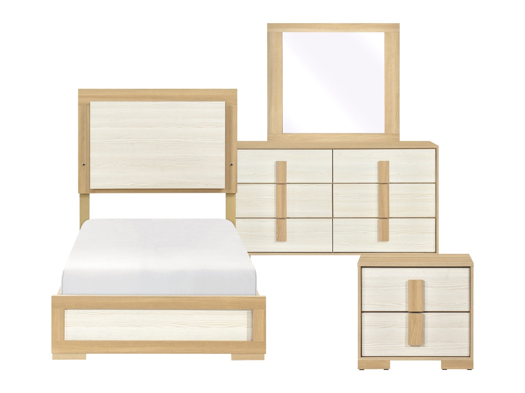 Sterling Natural/White 4-Piece Twin Bedroom Set - Ornate Home