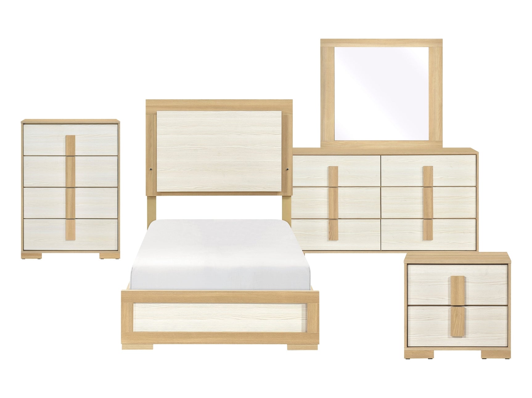 Sterling Natural/White 5-Piece Twin Bedroom Set - Ornate Home