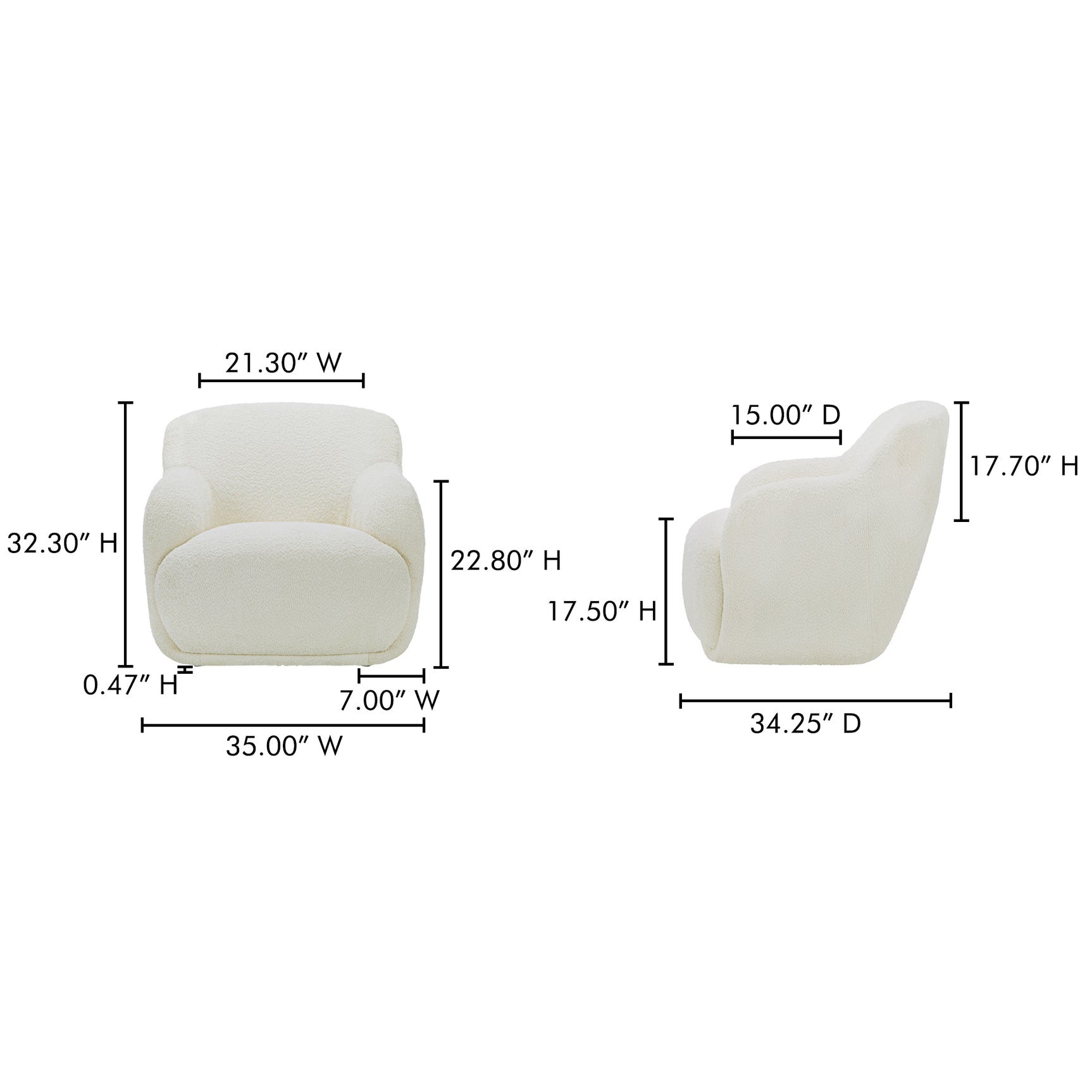 Stevie Cream Lounge Chair - Ornate Home