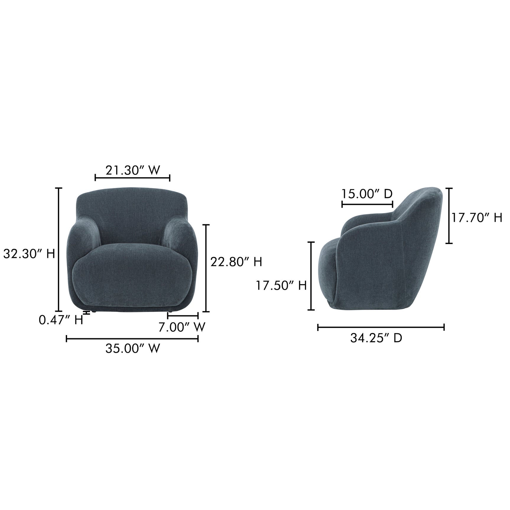 Stevie Slate Blue Lounge Chair - Ornate Home