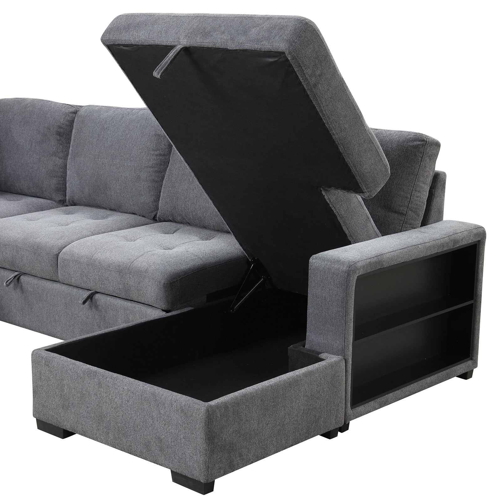 Stockwell Dark Gray Sleeper Sectional Sofa - Ornate Home