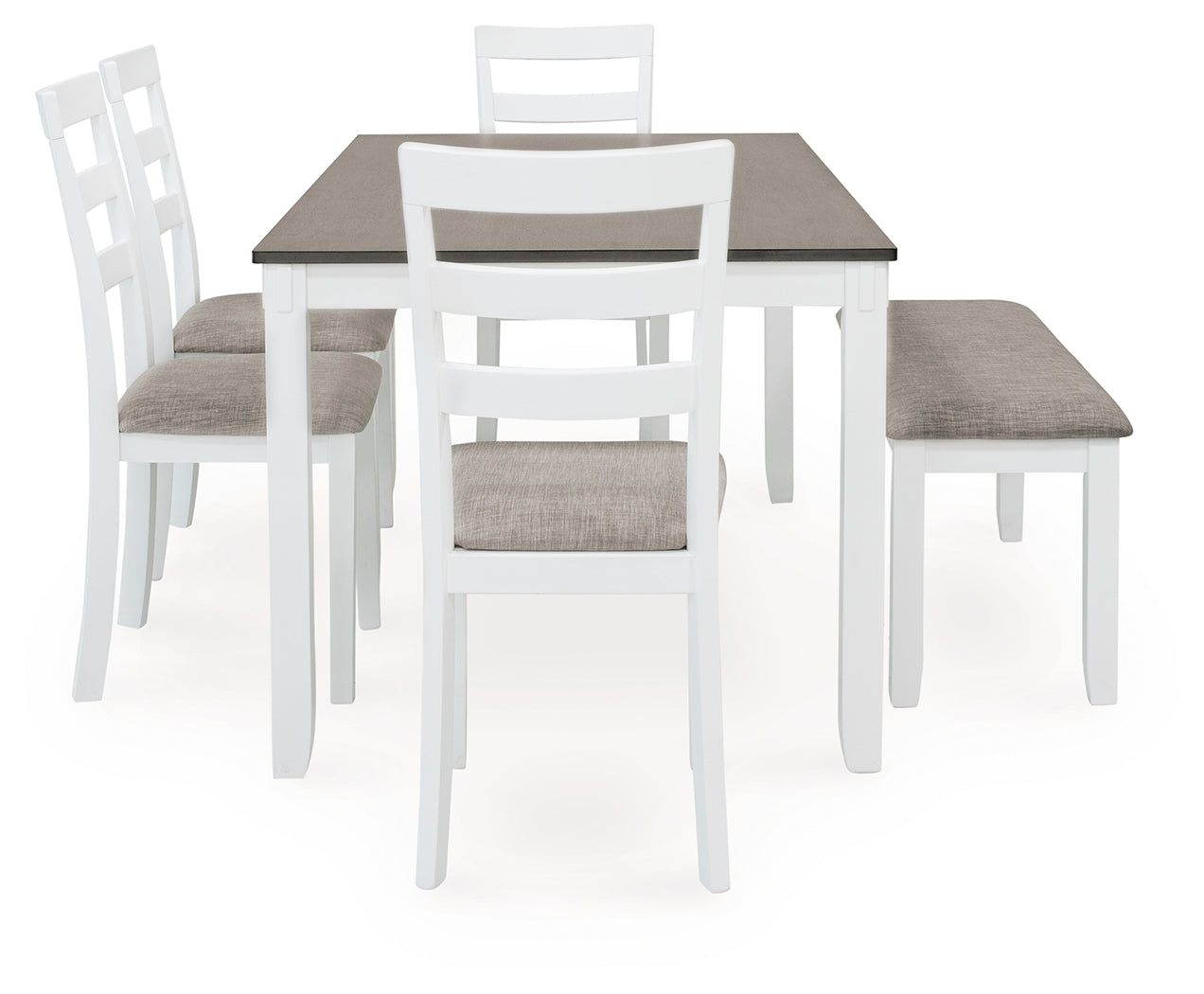 Stonehollow White & Gray Dining Room Set w/ Bench (Set of 6) - Ornate Home