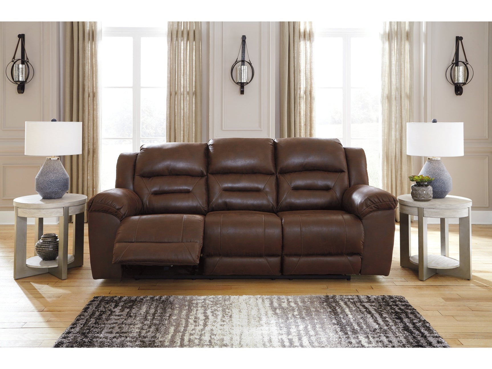 Stoneland Chocolate Reclining Sofa - Ornate Home