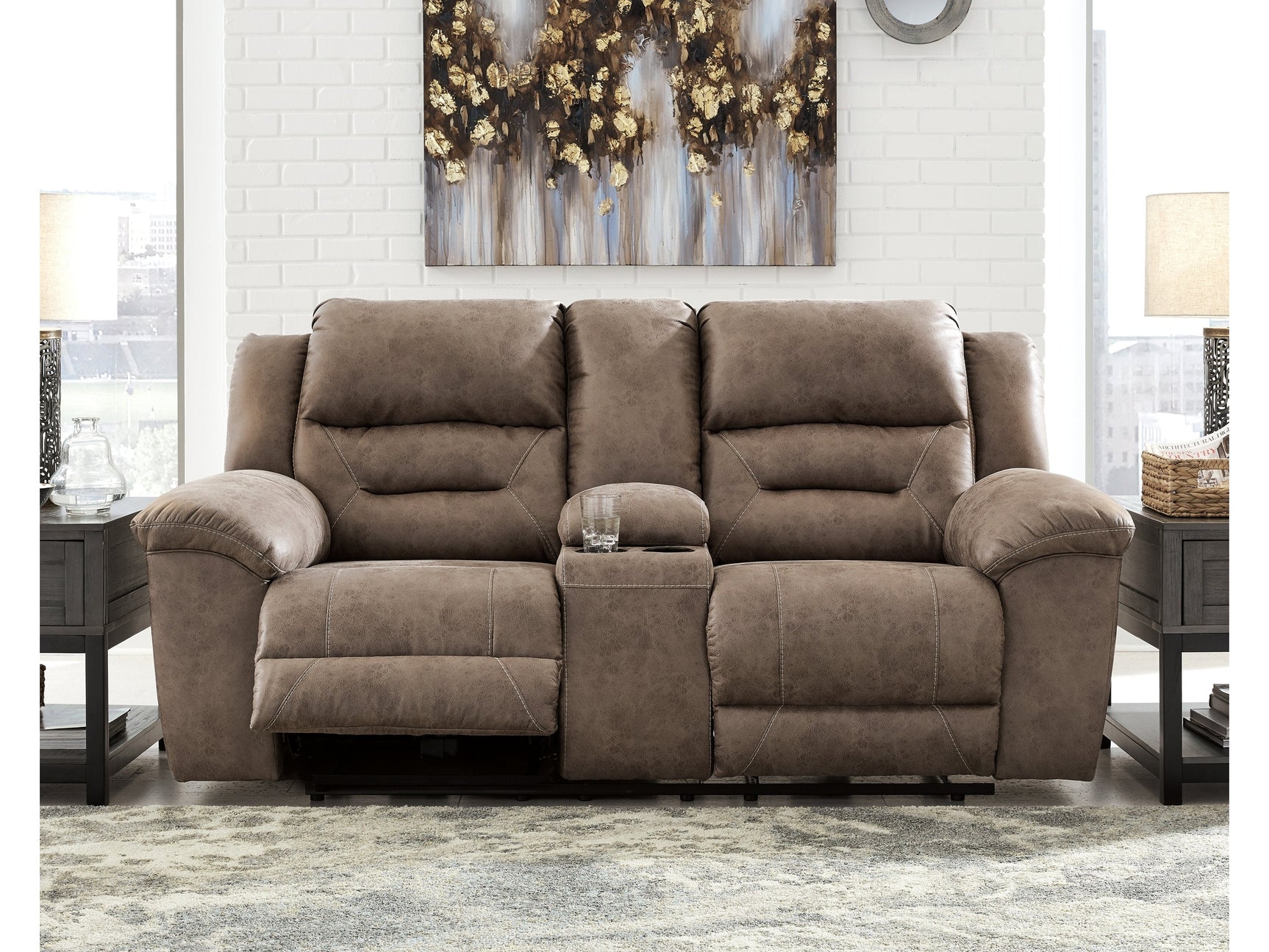Stoneland Fossil Power Reclining Loveseat with Console - Ornate Home