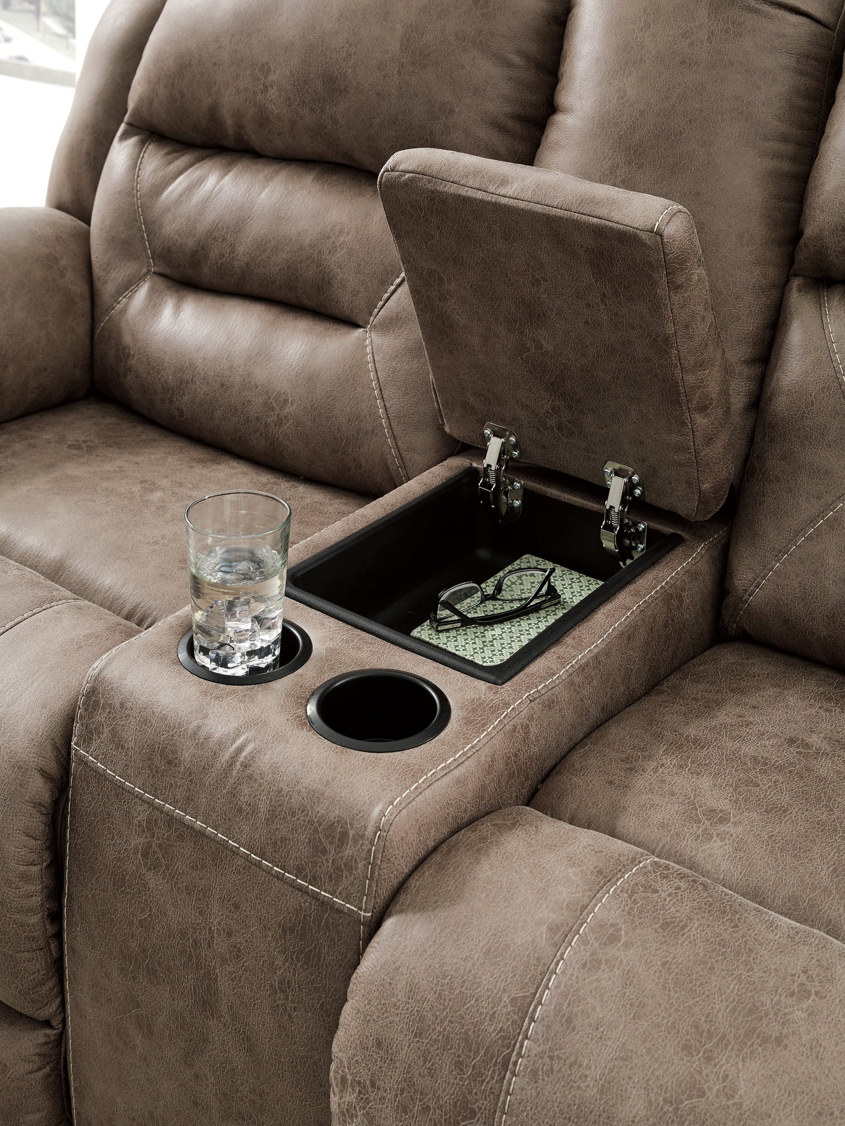 Stoneland Fossil Power Reclining Loveseat with Console - Ornate Home