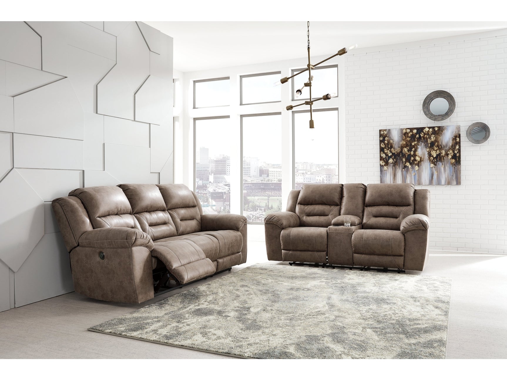 Stoneland Fossil Power Reclining Sofa and Loveseat - Ornate Home