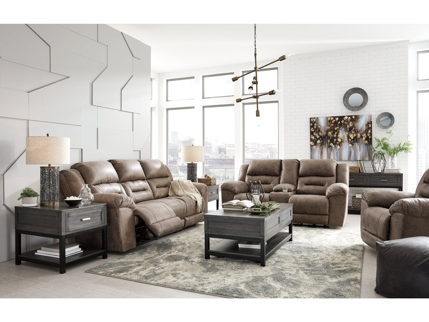 Stoneland Fossil Reclining Sofa, Loveseat and Recliner - Ornate Home