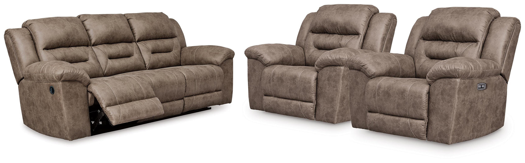 Stoneland Fossil Reclining Sofa and 2 Power Recliners - Ornate Home