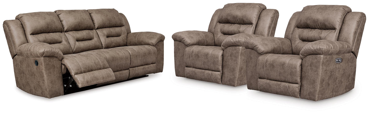 Stoneland Fossil Reclining Sofa and 2 Power Recliners - Ornate Home