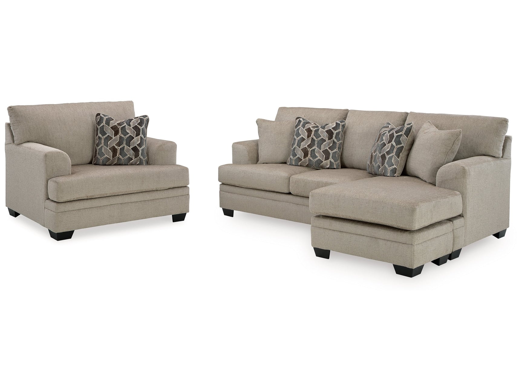 Stonemeade Taupe Sofa Chaise & Oversized Chair - Ornate Home