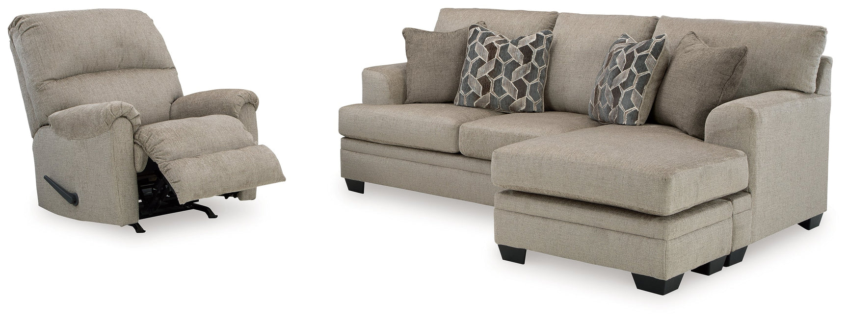 Stonemeade Taupe Sofa Chaise & Recliner (Online Special Price) - Ornate Home