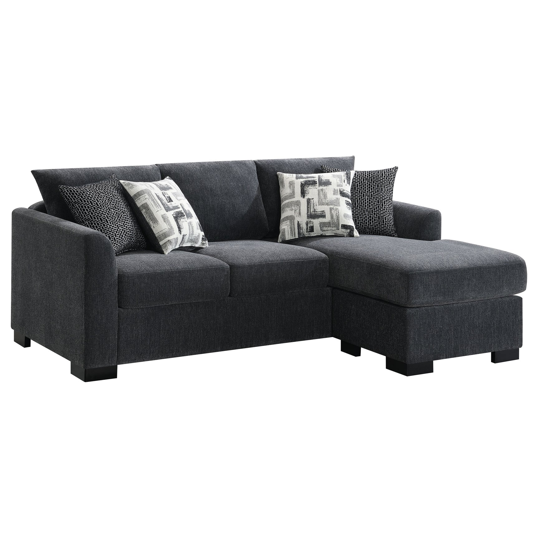 Storey Dark Grey Sleeper Sectional Chaise Sofa - Ornate Home