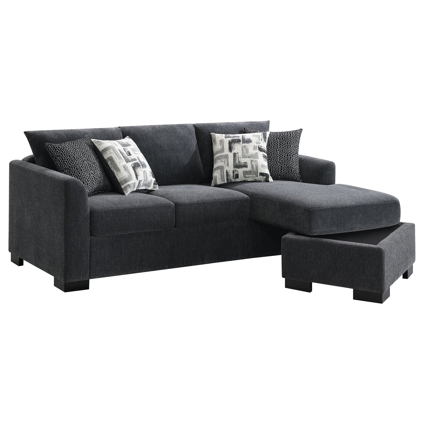 Storey Dark Grey Sleeper Sectional Chaise Sofa - Ornate Home