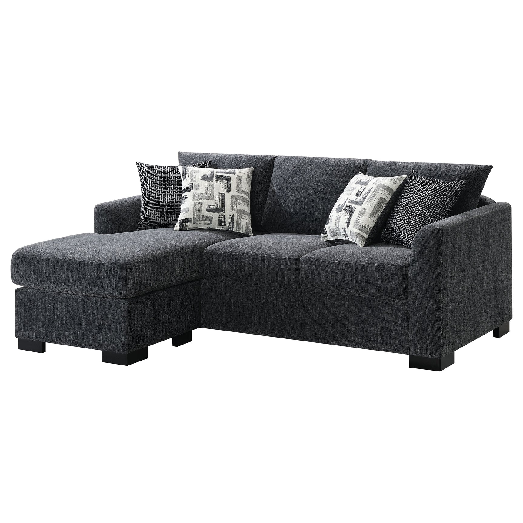 Storey Dark Grey Sleeper Sectional Chaise Sofa - Ornate Home
