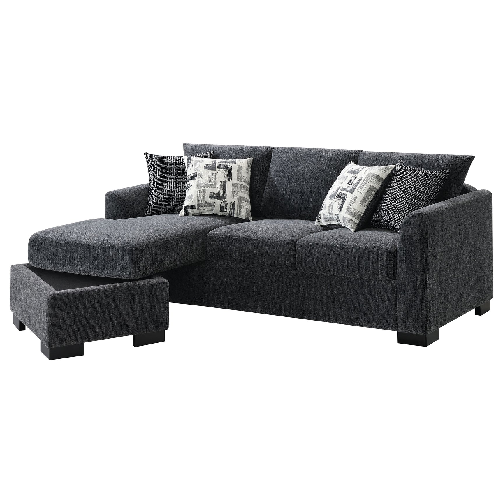 Storey Dark Grey Sleeper Sectional Chaise Sofa - Ornate Home
