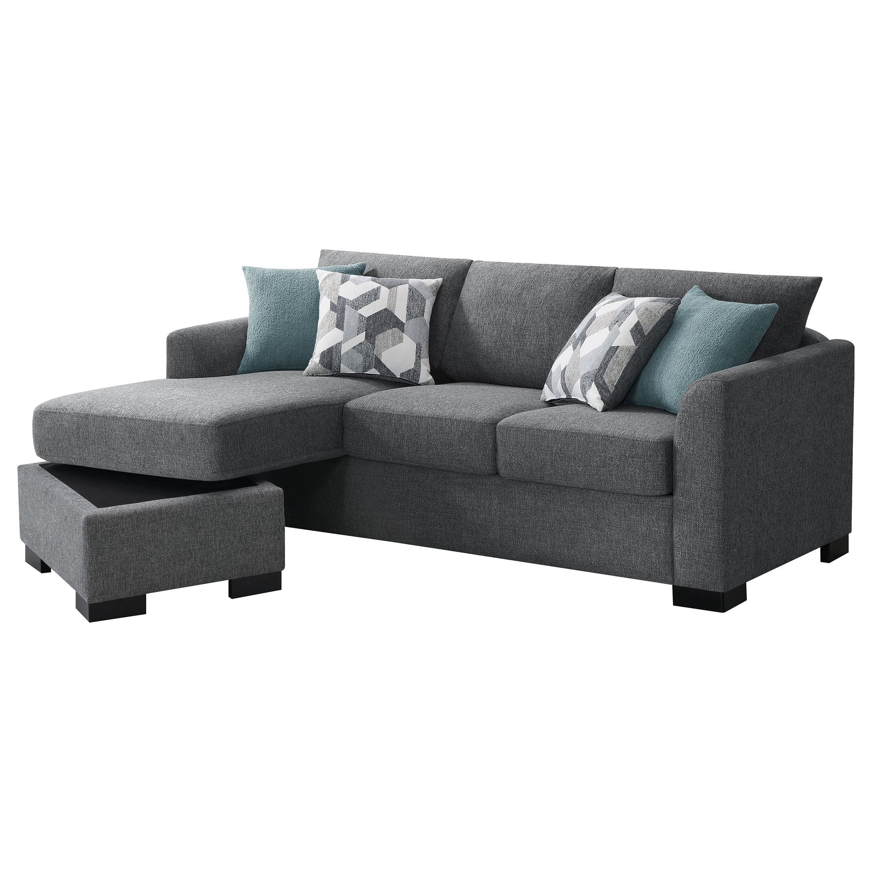 Storey Grey Sleeper Sectional Chaise Sofa - Ornate Home