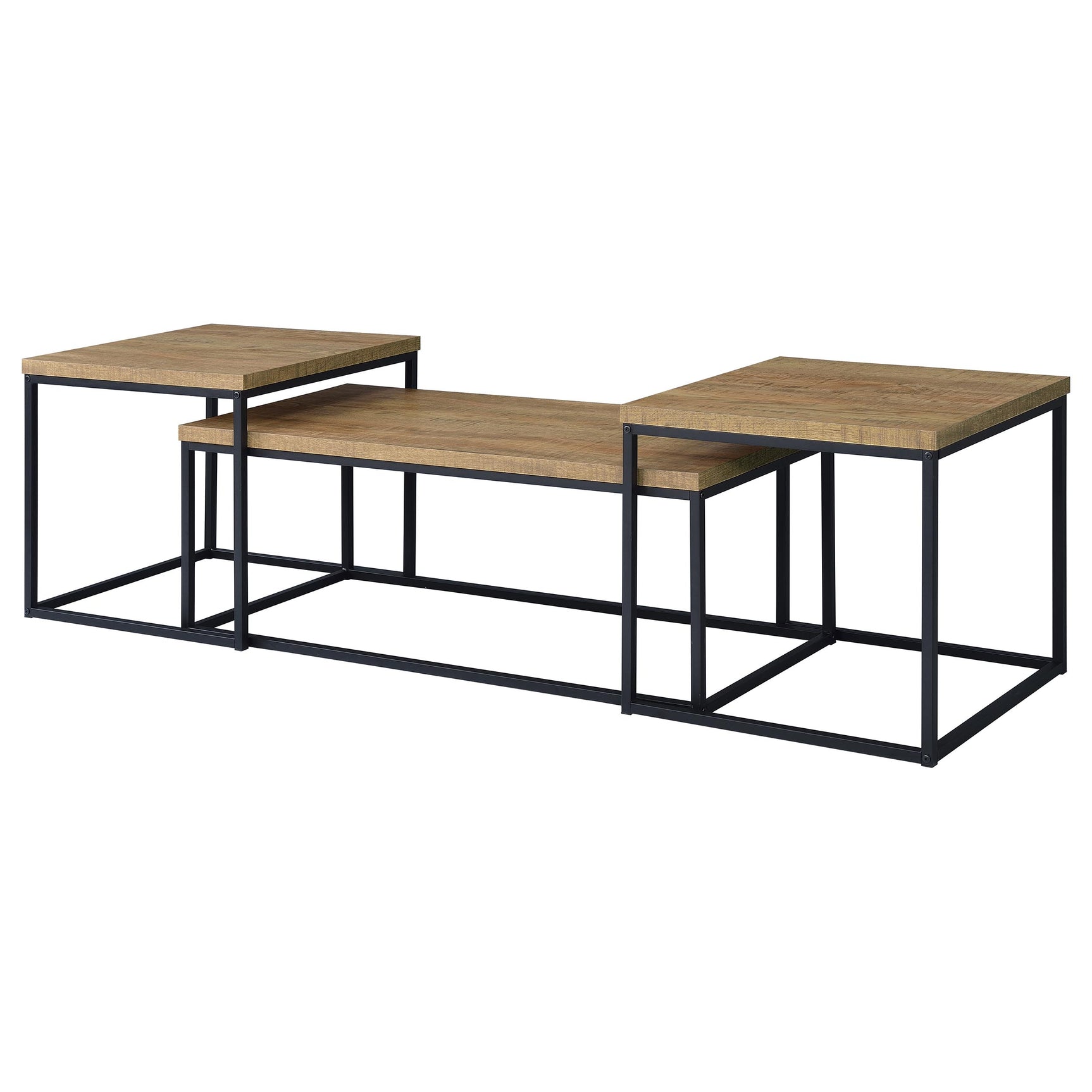 Straden Mango/Black 3-piece Engineered Wood Coffee Table Set - Ornate Home