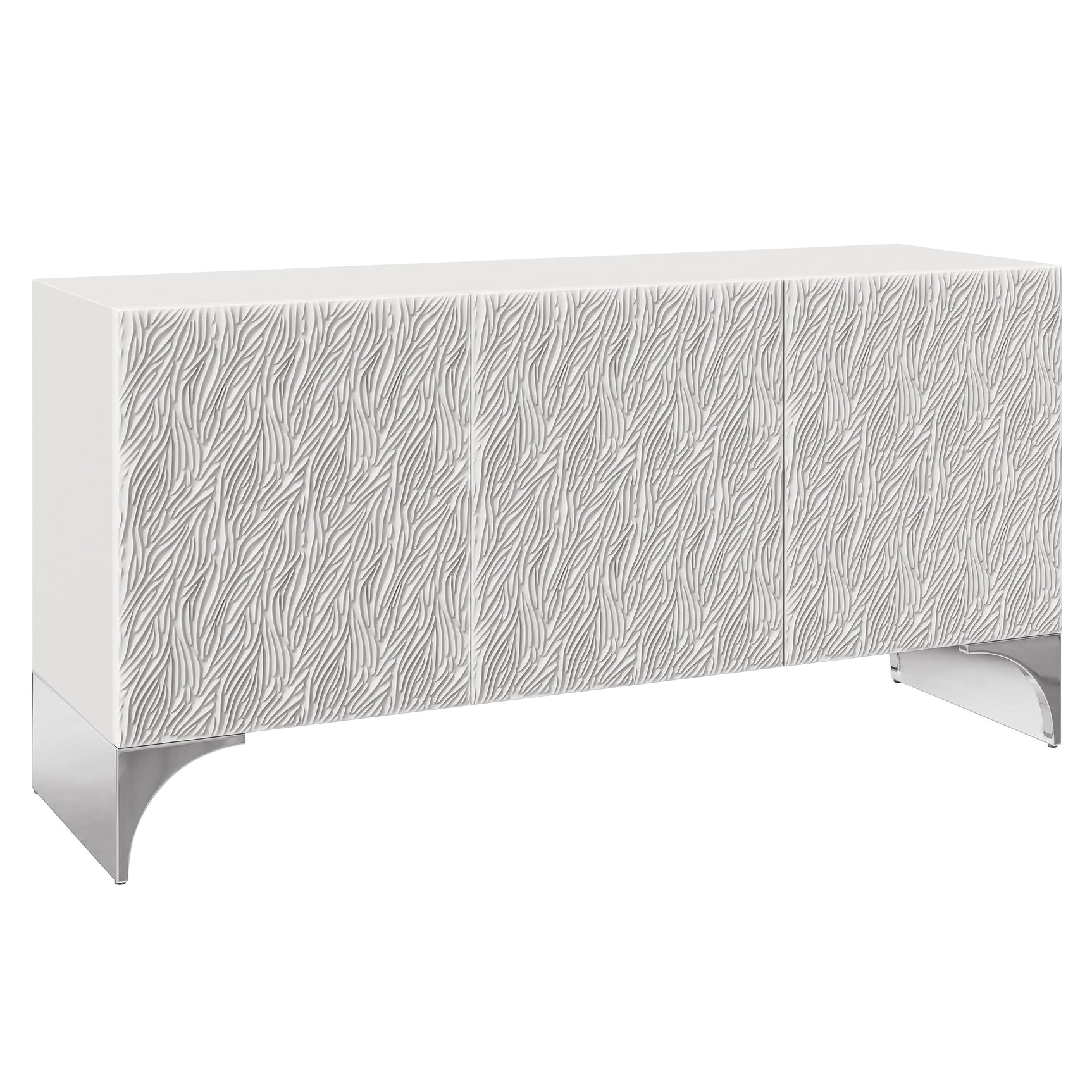 Stratum Polished Nickel/Fossil Buffet - Ornate Home