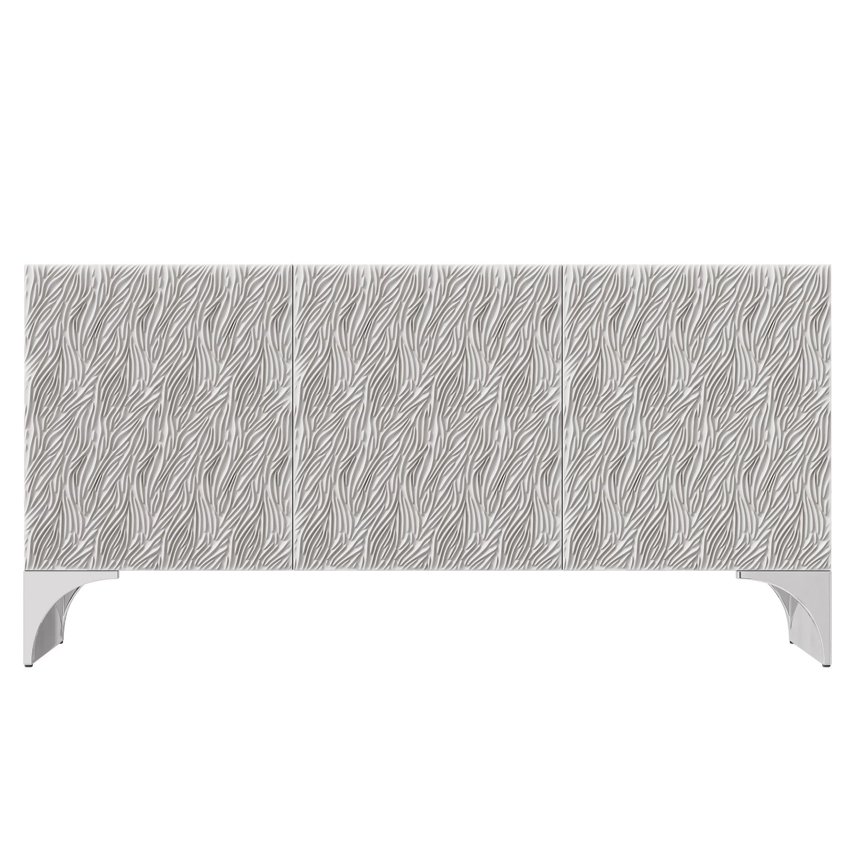 Stratum Polished Nickel/Fossil Buffet - Ornate Home