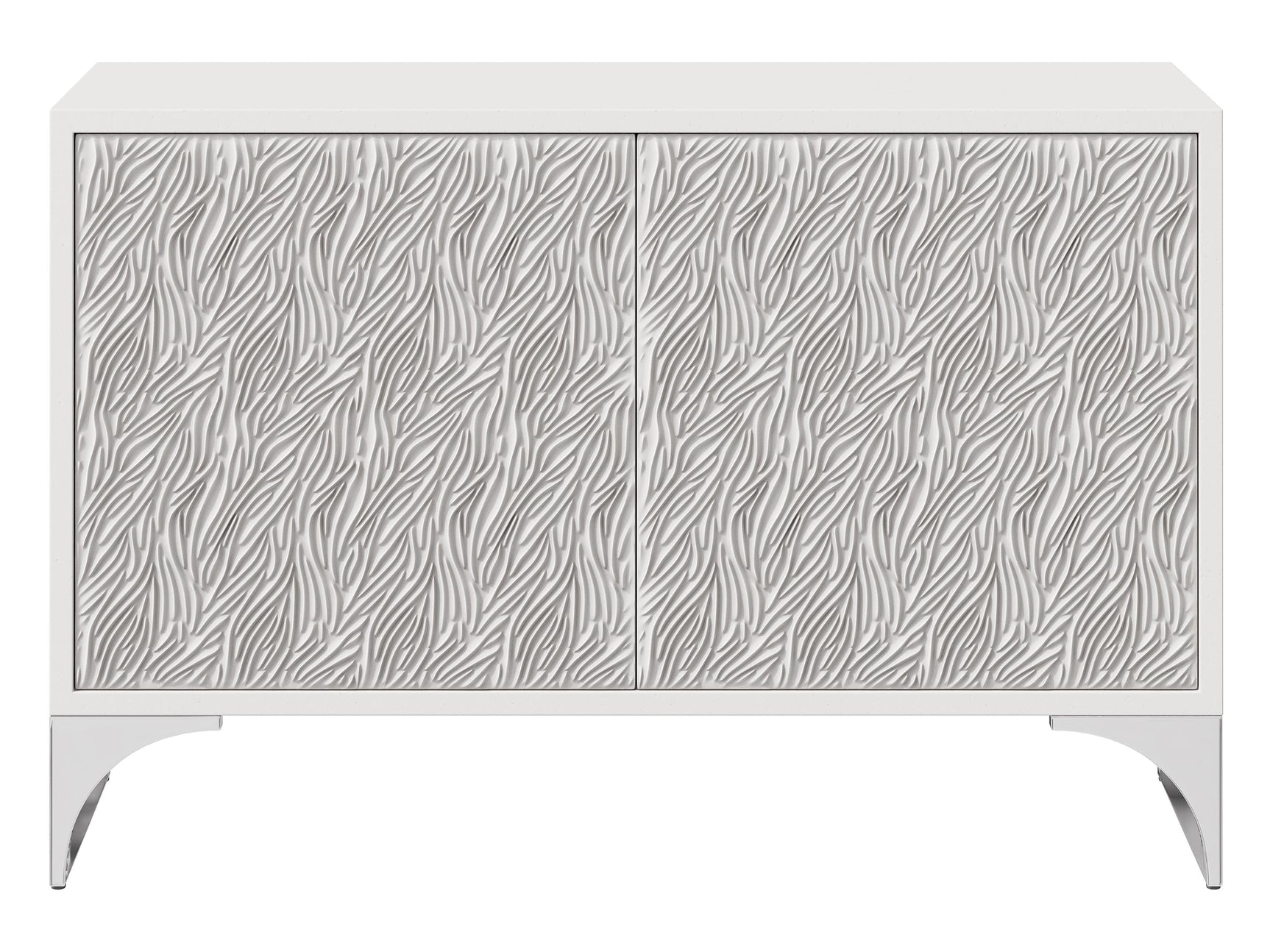 Stratum Polished Nickel/Fossil Door Chest - Ornate Home