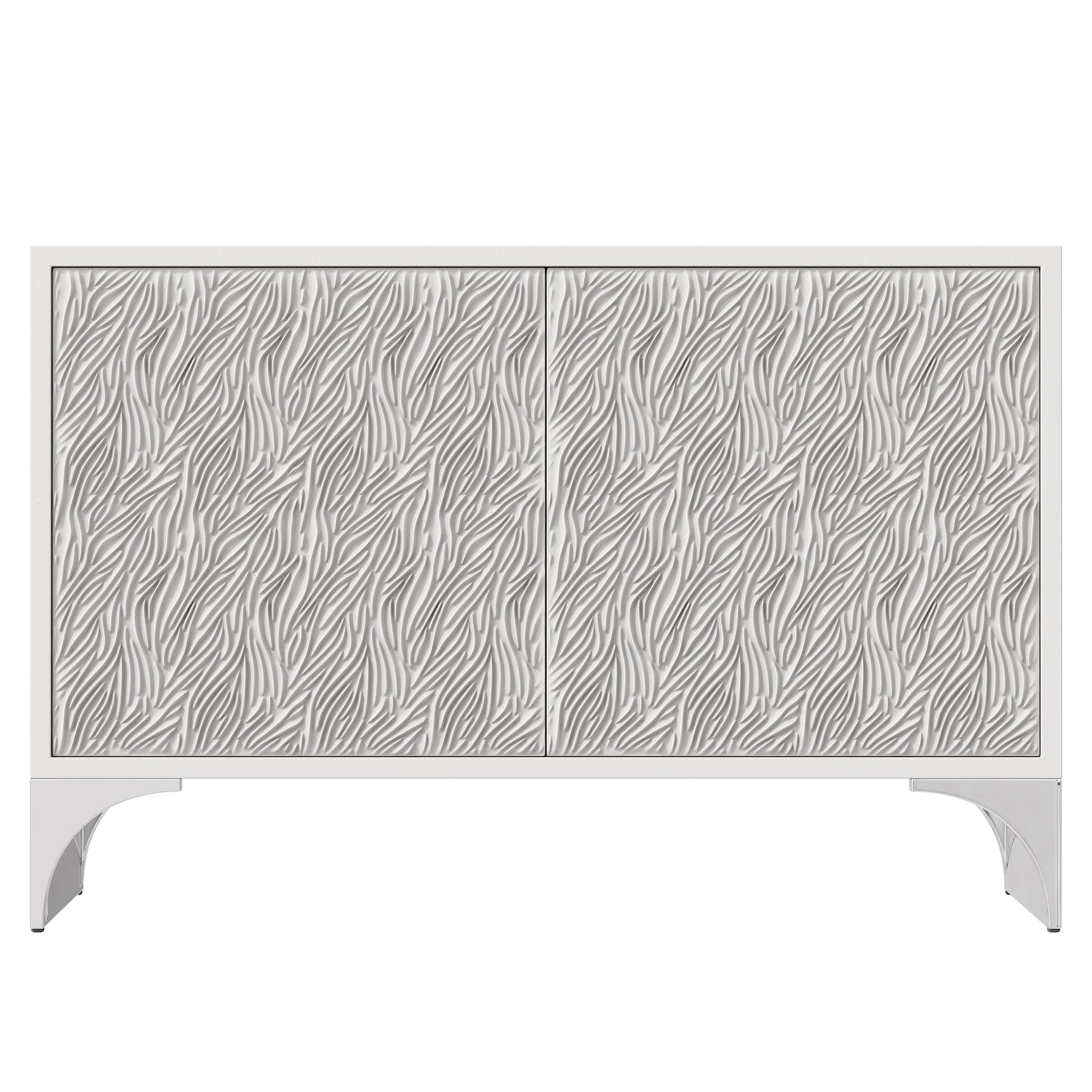 Stratum Polished Nickel/Fossil Door Chest - Ornate Home