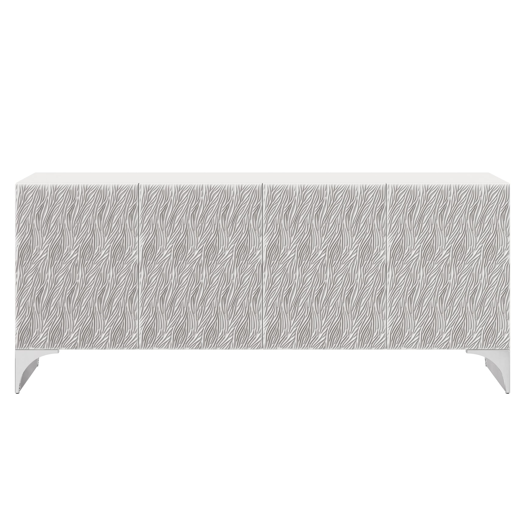 Stratum Polished Nickel/Fossil Entertainment Credenza - Ornate Home