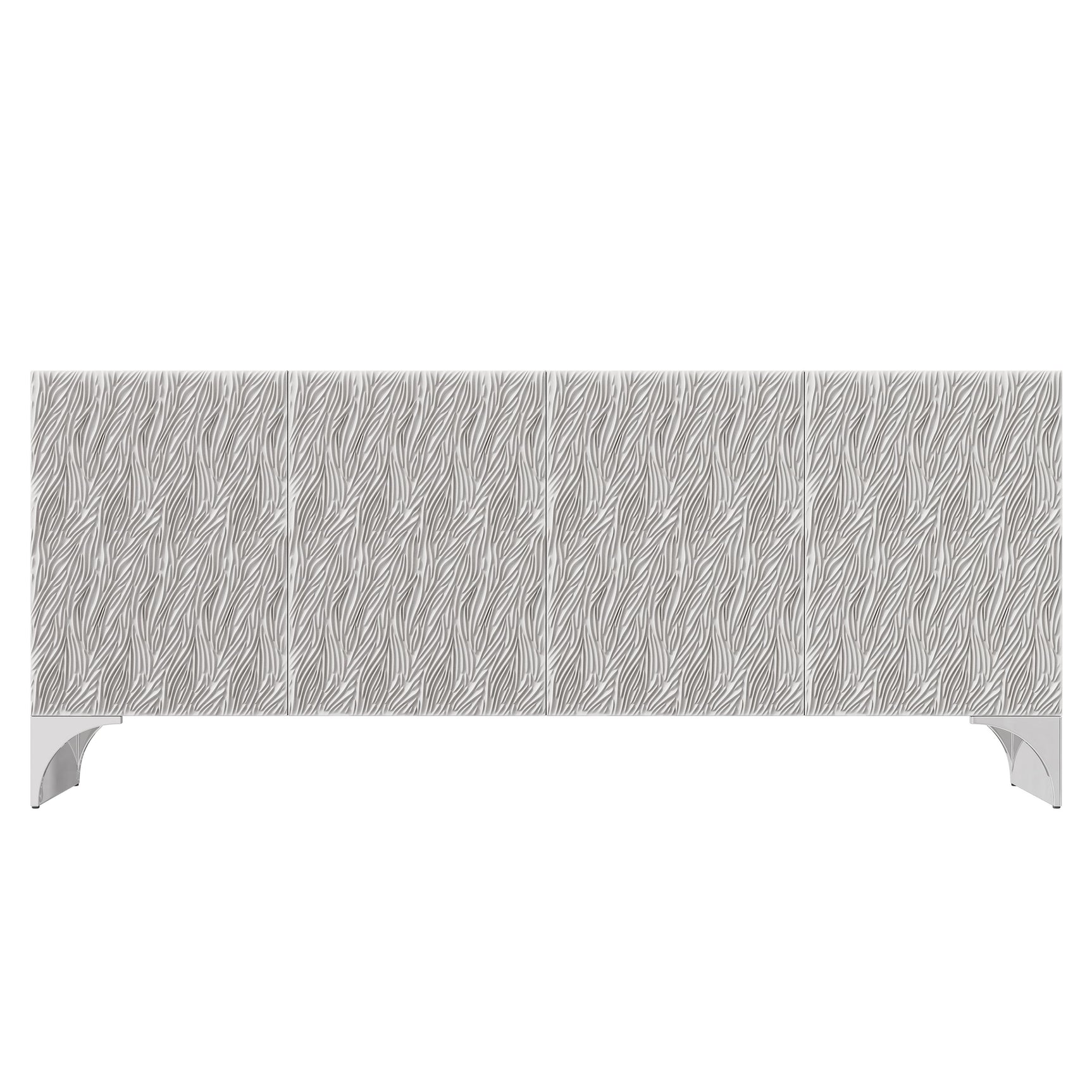 Stratum Polished Nickel/Fossil Entertainment Credenza - Ornate Home