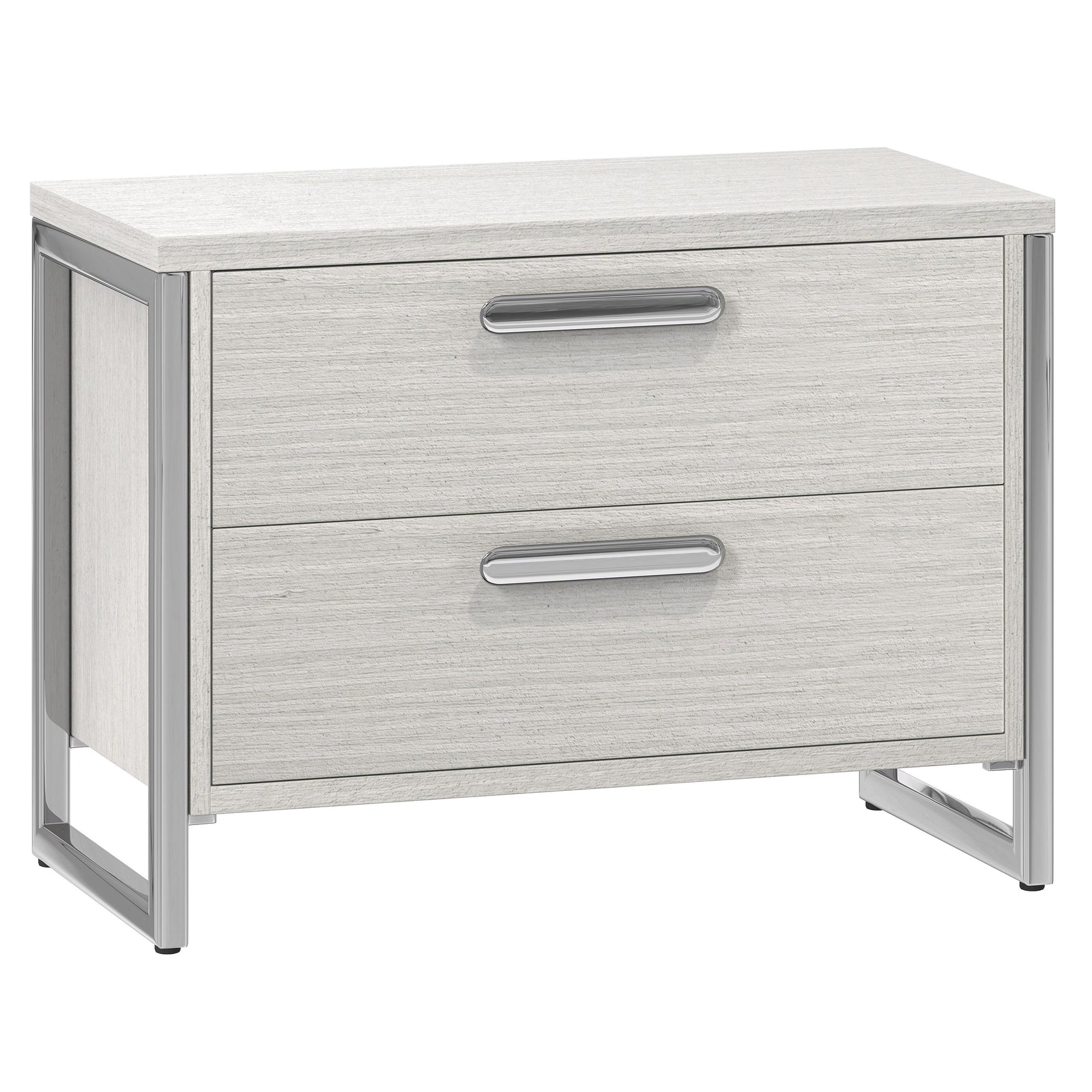 Stratum Polished Nickel/Mist Nightstand (38" W) - Ornate Home