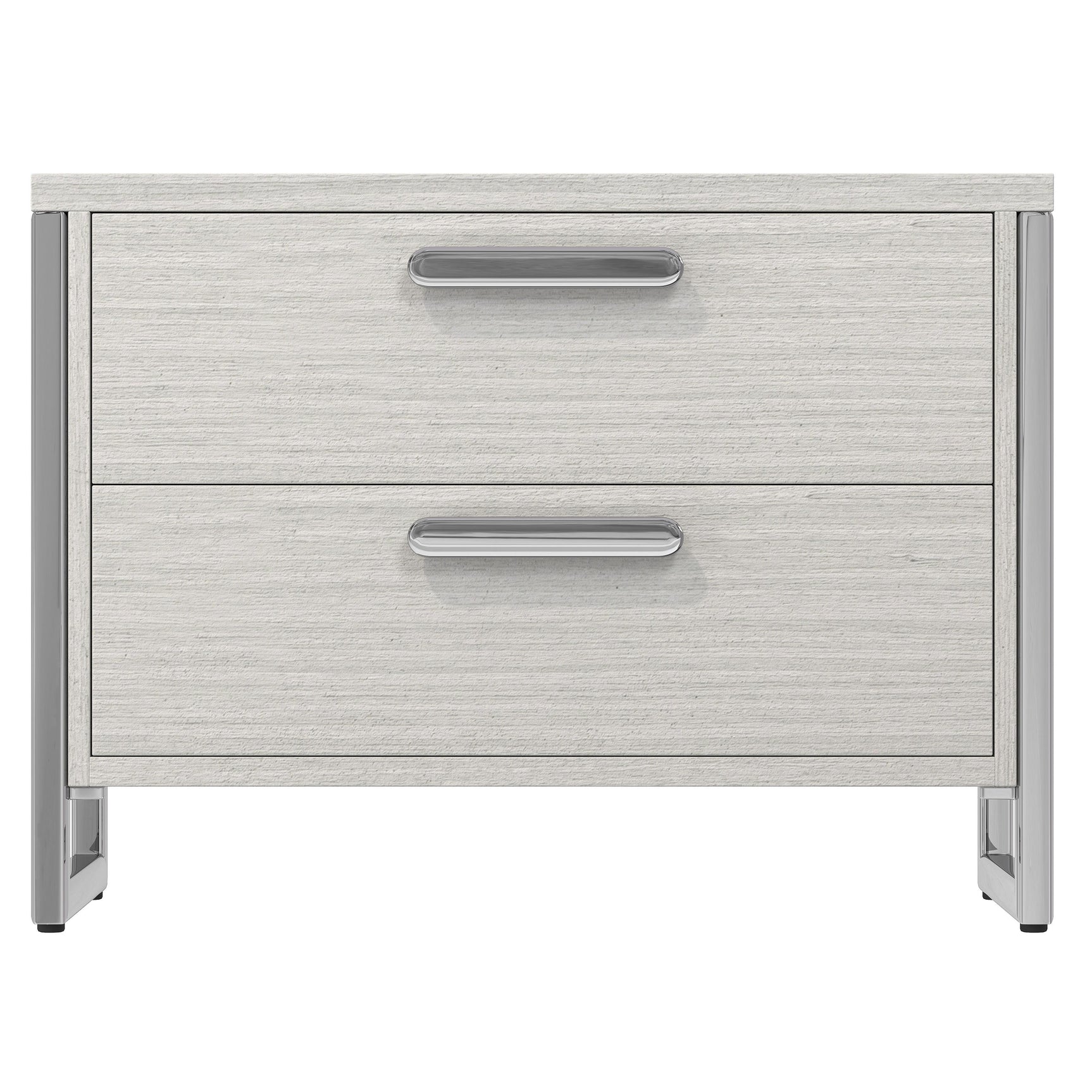 Stratum Polished Nickel/Mist Nightstand (38" W) - Ornate Home