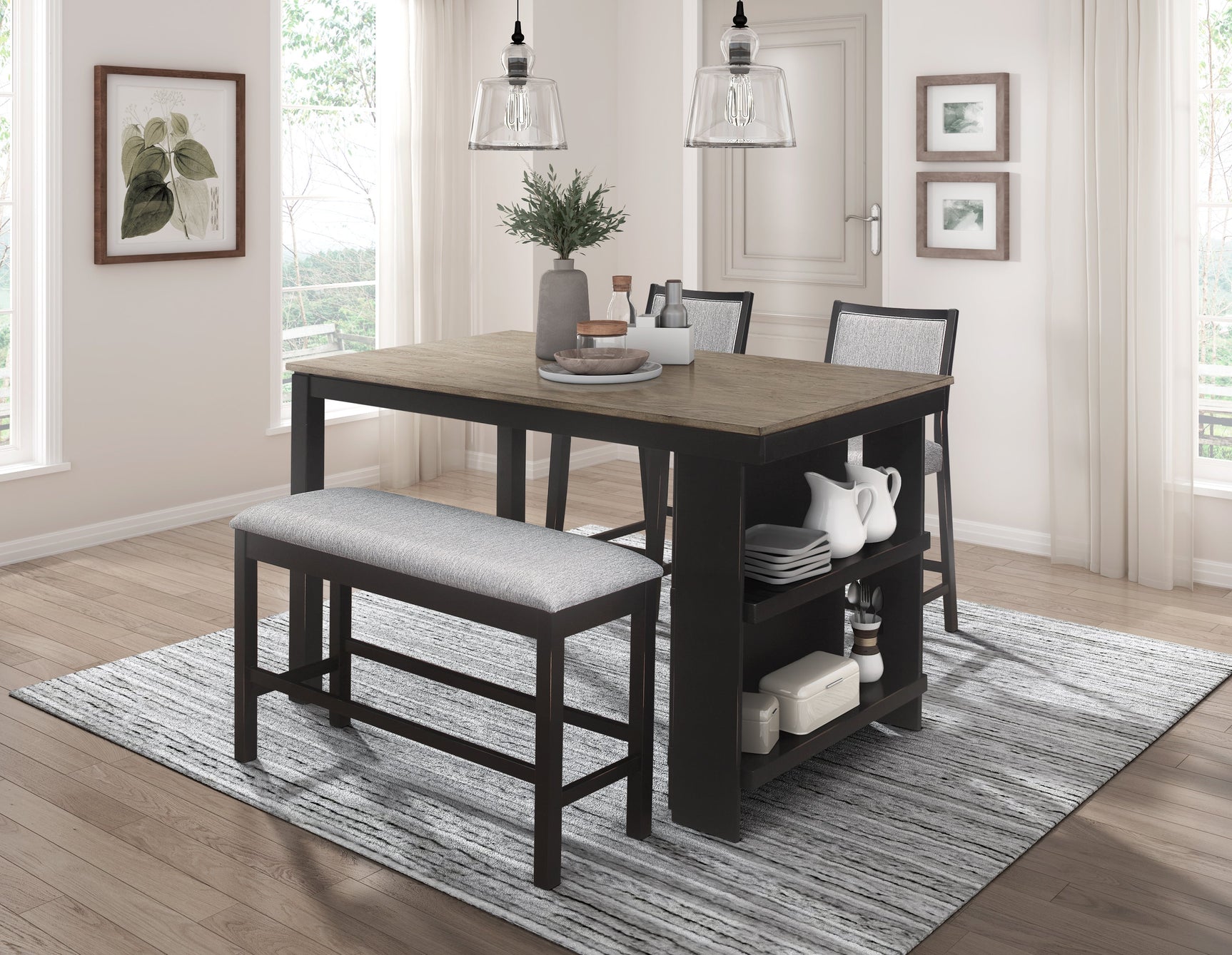 Stratus Gray/Black Counter Height Table - Ornate Home