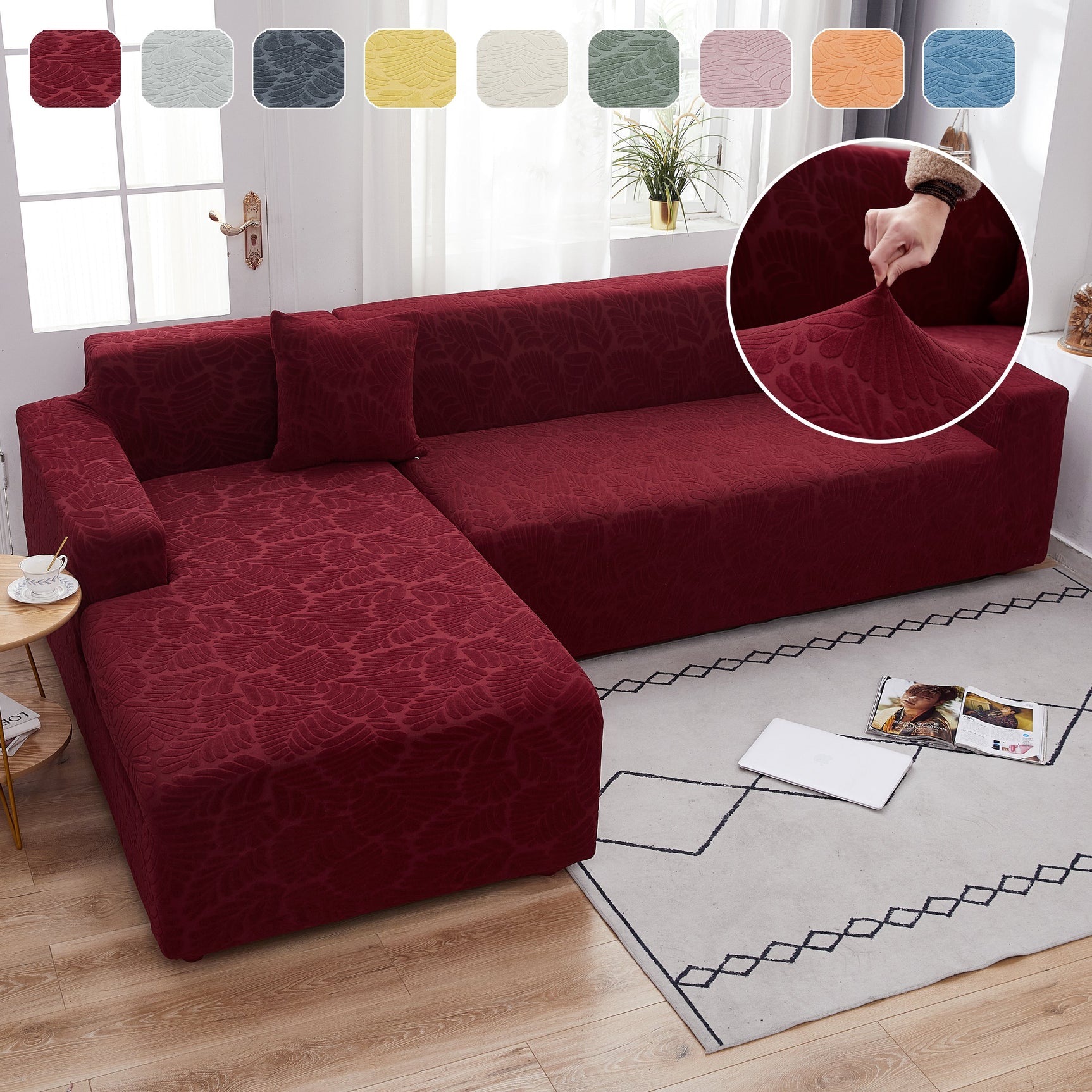 Stretch Couch Covers for 1/2/3/4/5 Seater L Shape Sofa Slipcovers with Elastic Bottom for Kids - Ornate Home