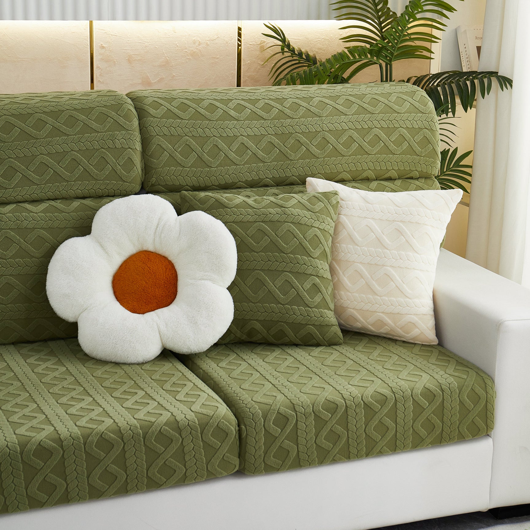 Stretch Couch Seat Cushion Covers, Sofa Slipcover Sofa Cover Soft Flexibility with Elastic Bottom - Ornate Home