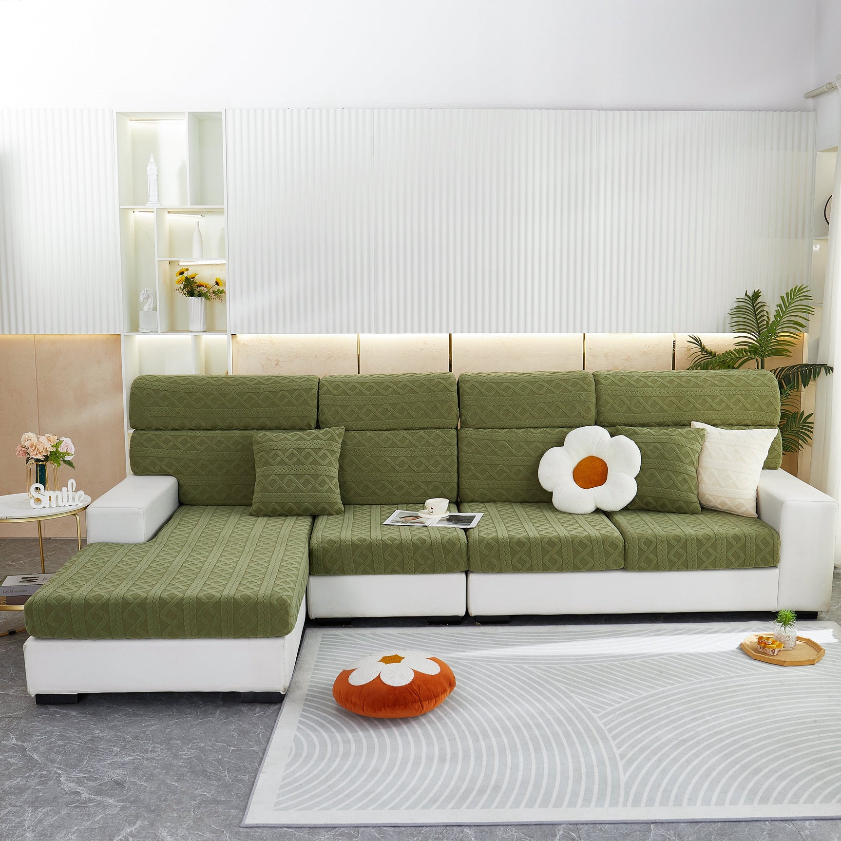 Stretch Couch Seat Cushion Covers, Sofa Slipcover Sofa Cover Soft Flexibility with Elastic Bottom - Ornate Home