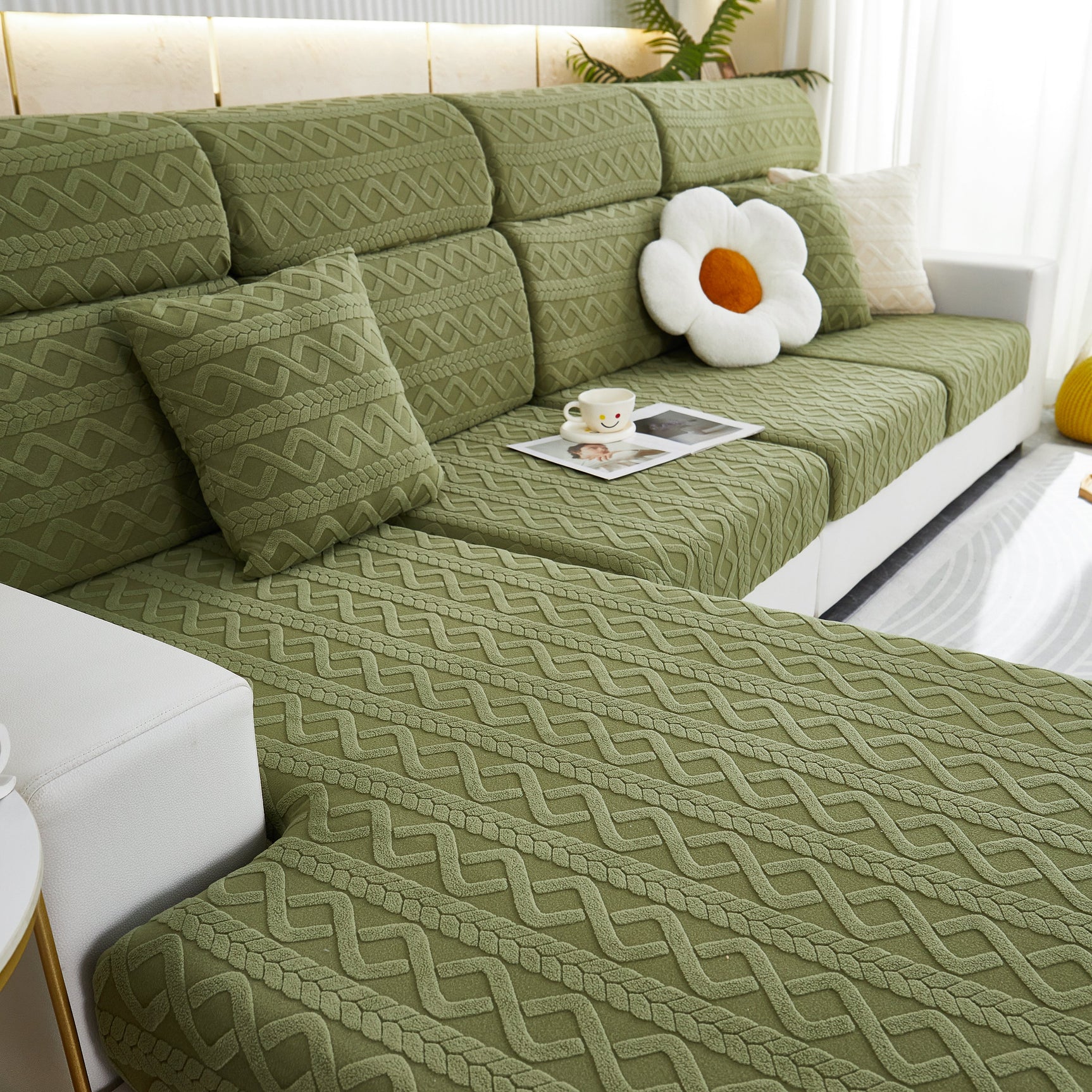 Stretch Couch Seat Cushion Covers, Sofa Slipcover Sofa Cover Soft Flexibility with Elastic Bottom - Ornate Home