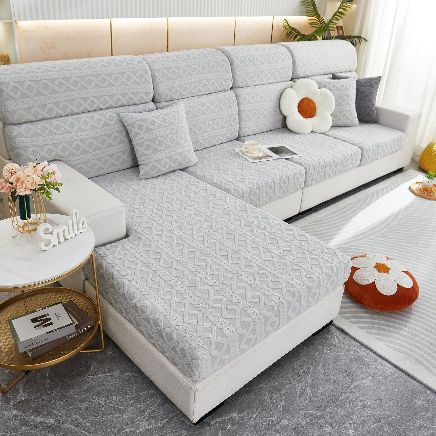 Stretch Couch Seat Cushion Covers, Sofa Slipcover Sofa Cover Soft Flexibility with Elastic Bottom - Ornate Home