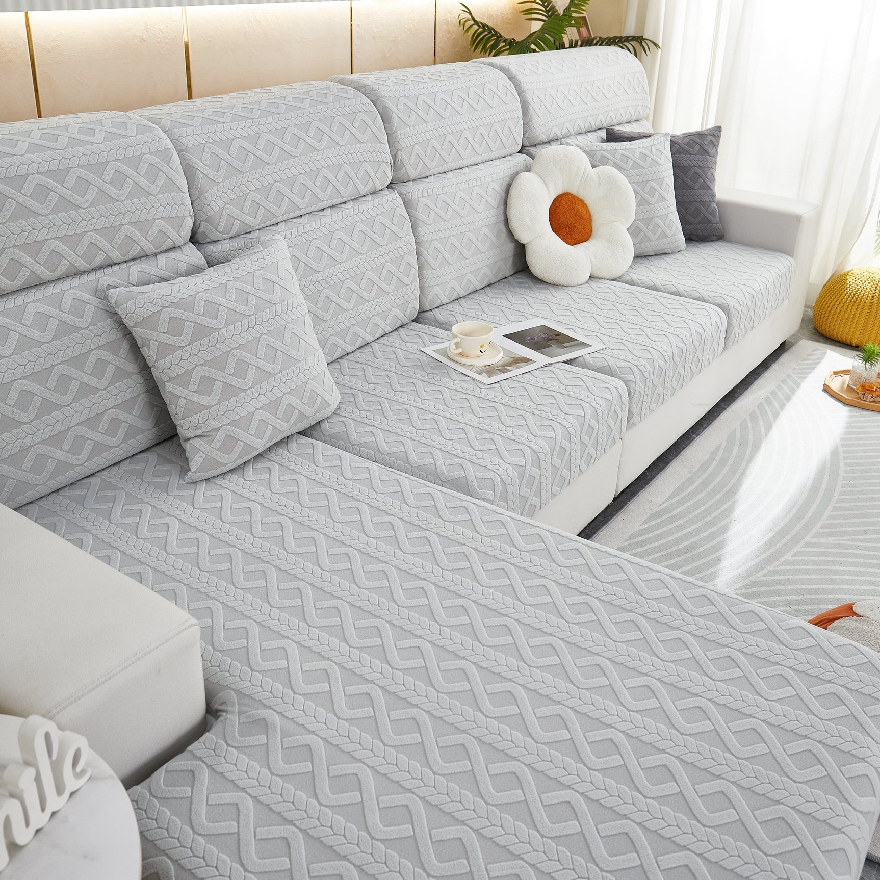 Stretch Couch Seat Cushion Covers, Sofa Slipcover Sofa Cover Soft Flexibility with Elastic Bottom - Ornate Home
