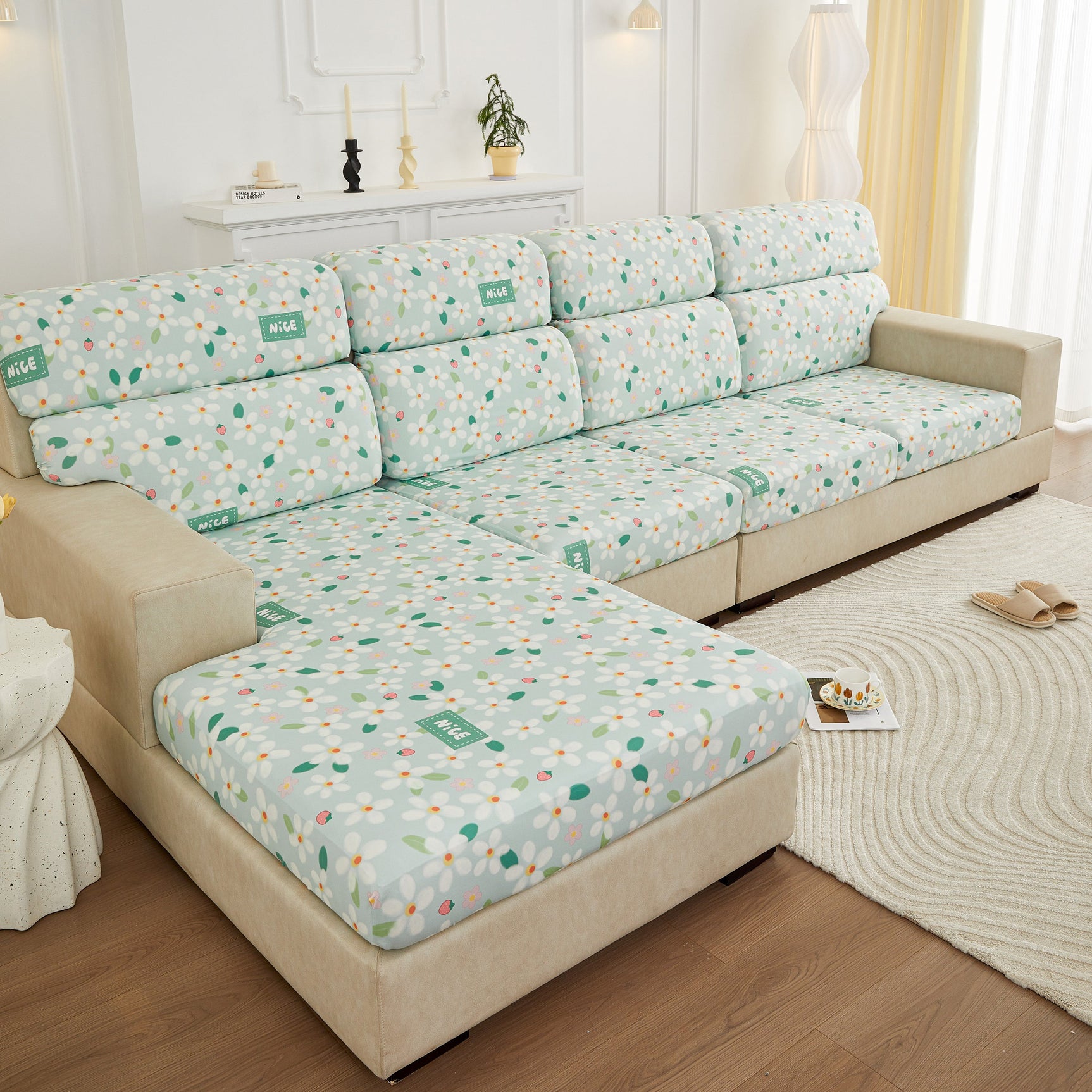 Stretch Individual Cushion Slipcovers, Furniture Protector with Elastic Bottom, Couch Cover Replacement - Ornate Home