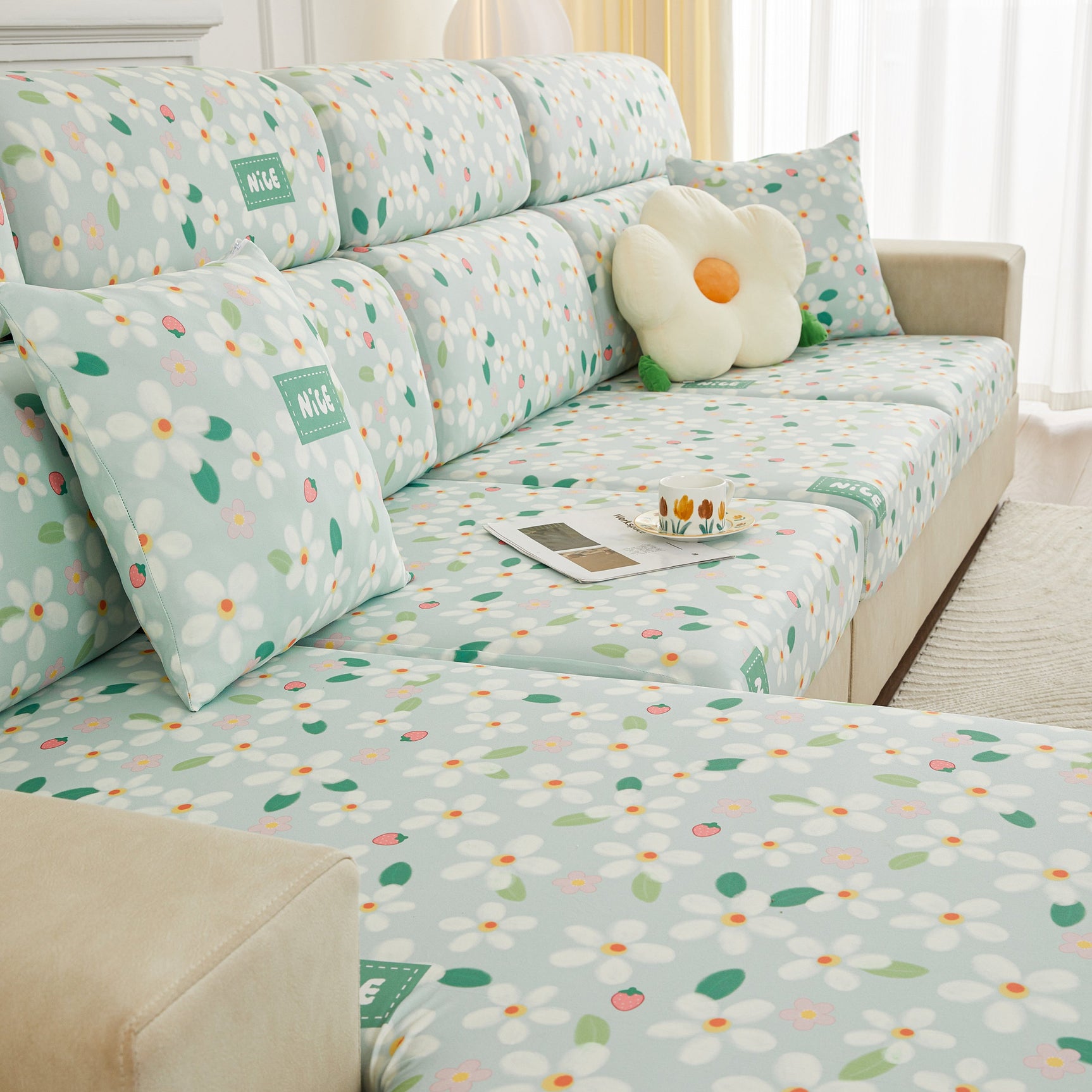 Stretch Individual Cushion Slipcovers, Furniture Protector with Elastic Bottom, Couch Cover Replacement - Ornate Home