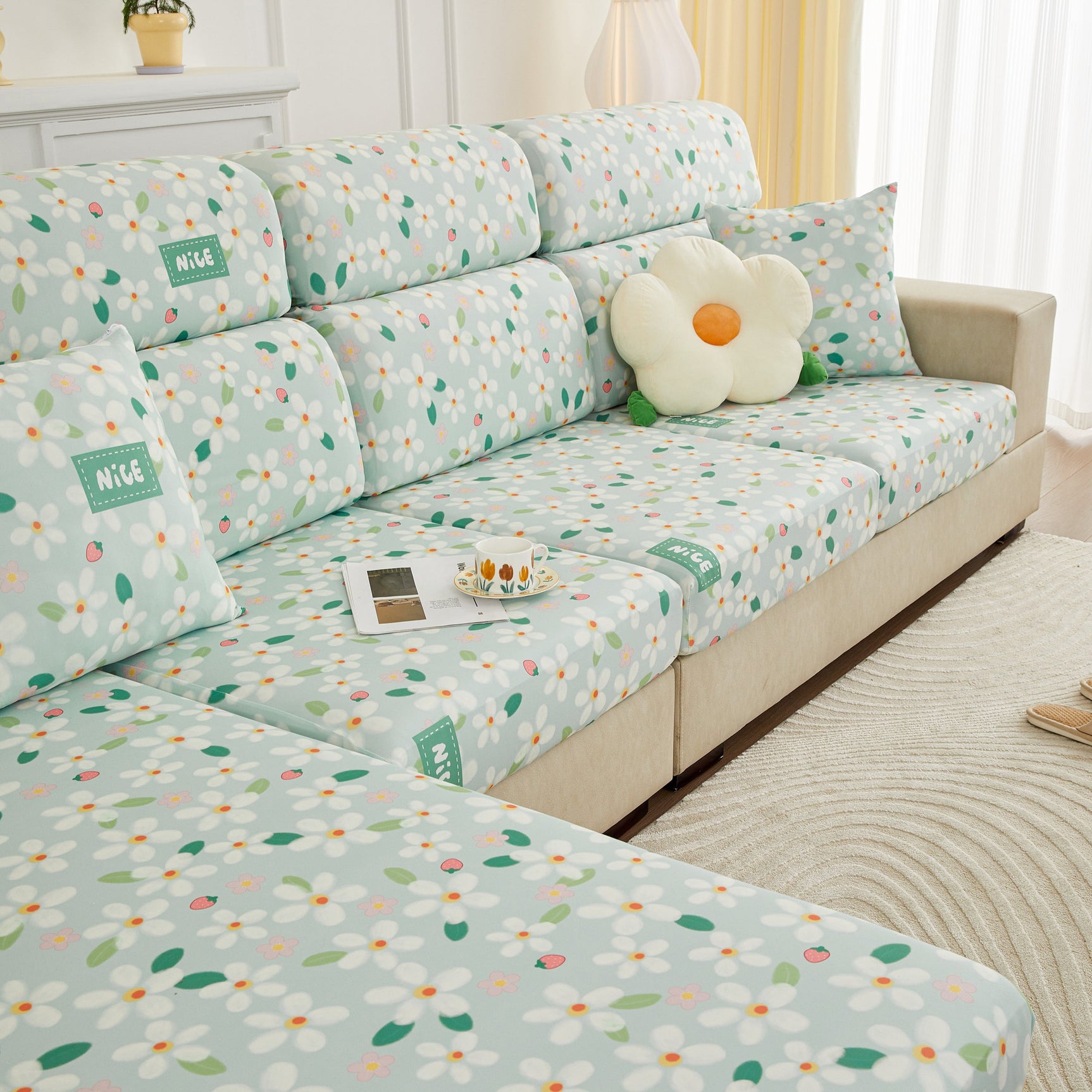 Stretch Individual Cushion Slipcovers, Furniture Protector with Elastic Bottom, Couch Cover Replacement - Ornate Home