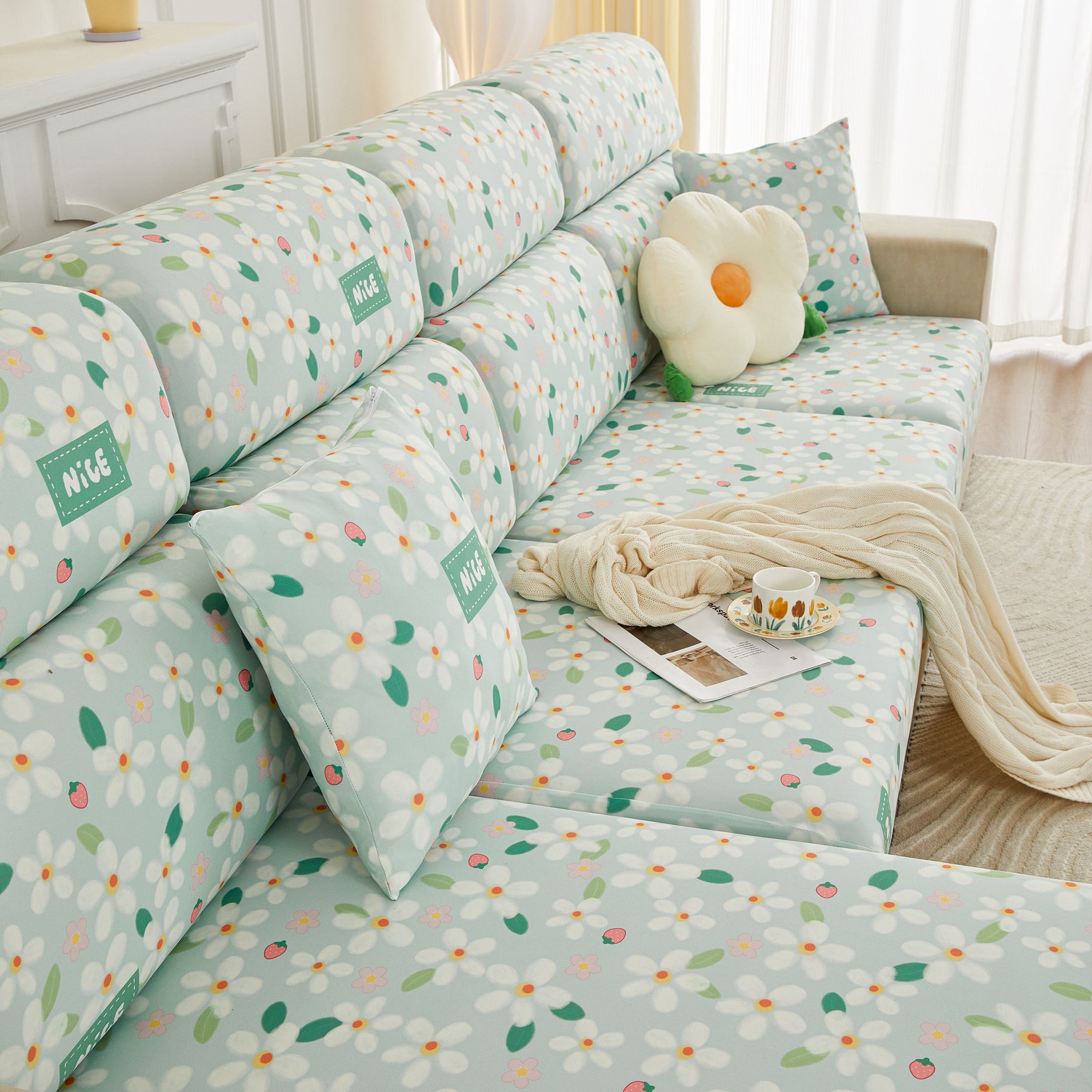 Stretch Individual Cushion Slipcovers, Furniture Protector with Elastic Bottom, Couch Cover Replacement - Ornate Home