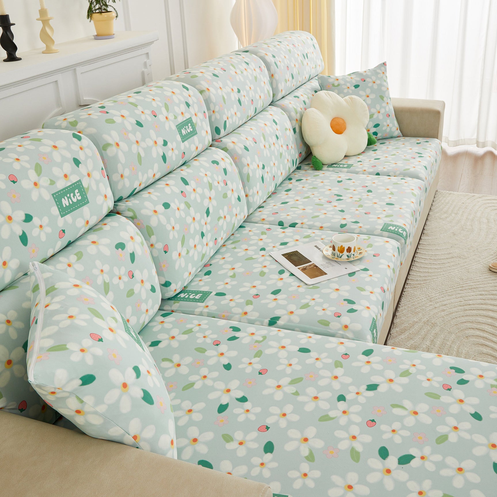Stretch Individual Cushion Slipcovers, Furniture Protector with Elastic Bottom, Couch Cover Replacement - Ornate Home