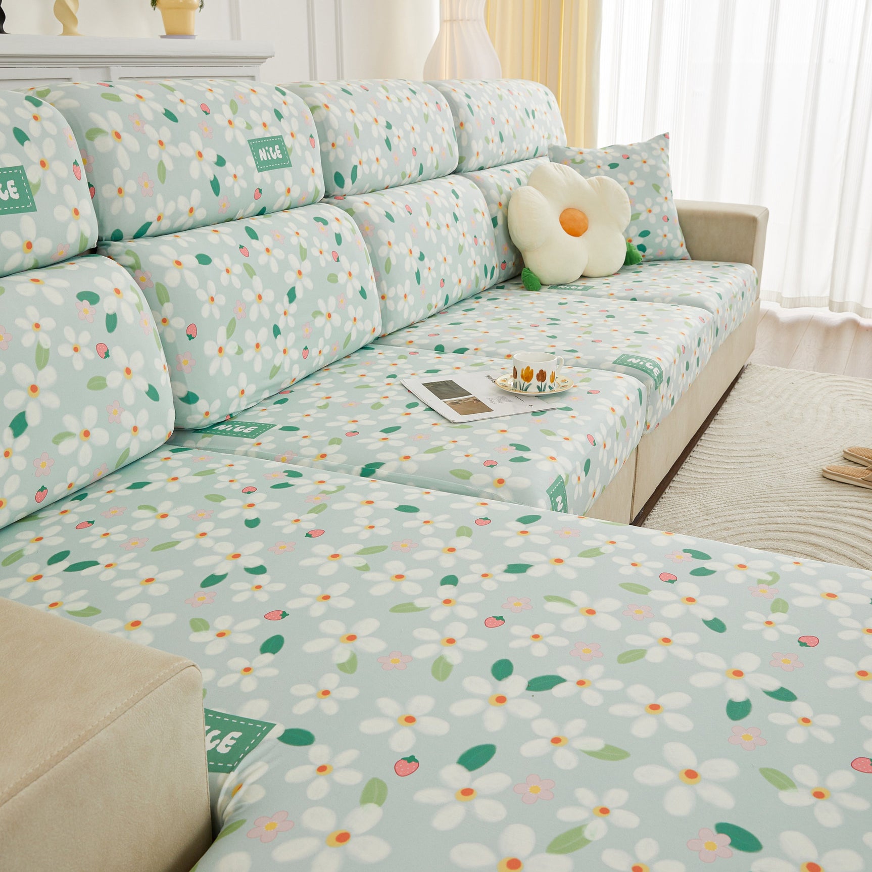 Stretch Individual Cushion Slipcovers, Furniture Protector with Elastic Bottom, Couch Cover Replacement - Ornate Home