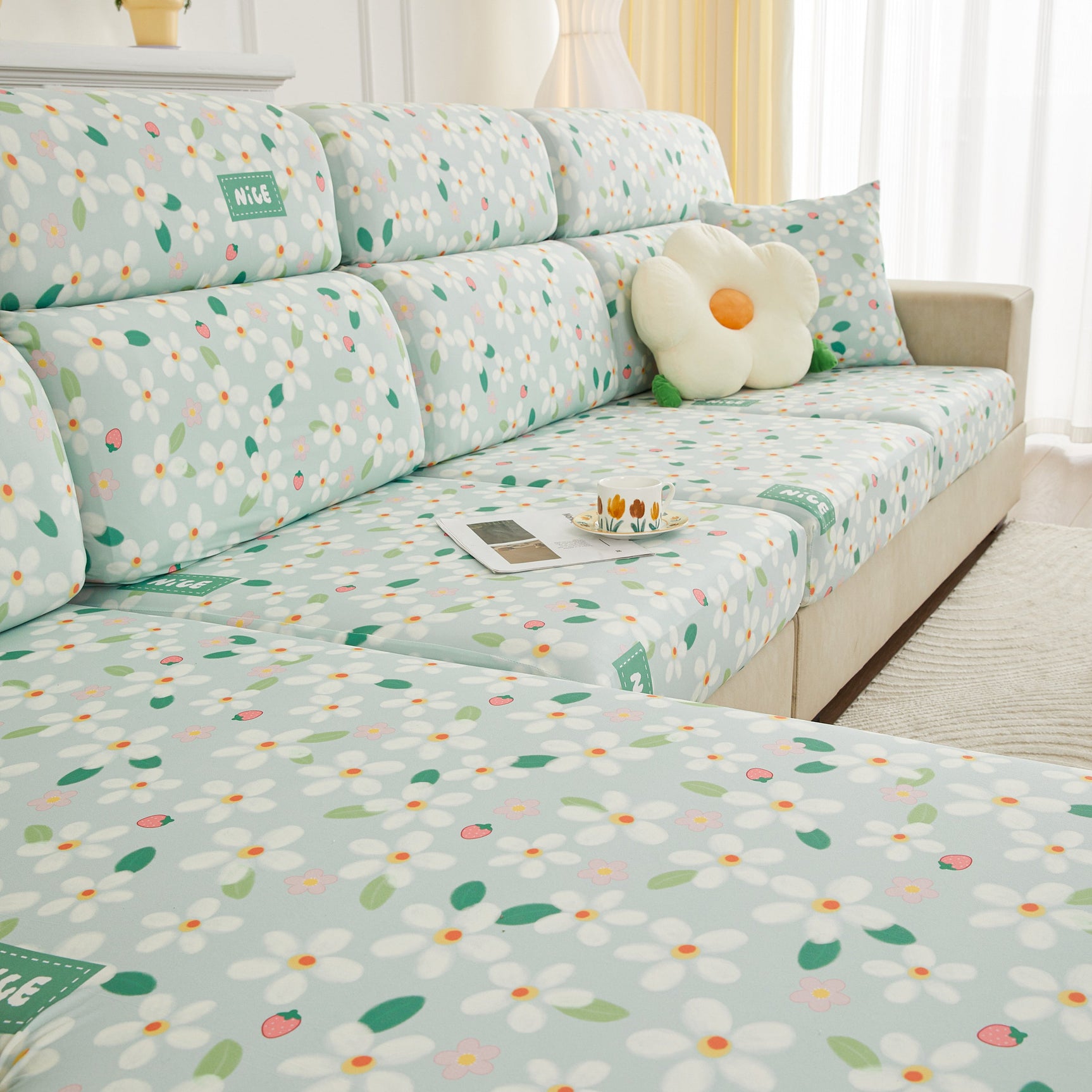 Stretch Individual Cushion Slipcovers, Furniture Protector with Elastic Bottom, Couch Cover Replacement - Ornate Home