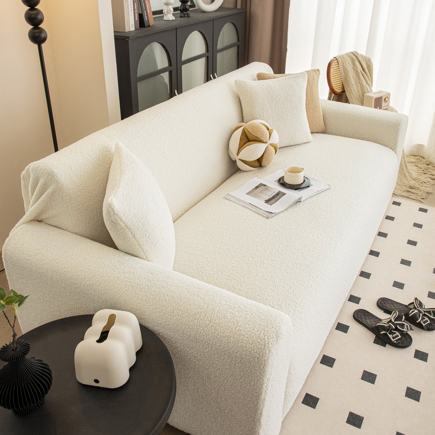 Stretch Plush Fitted Couch Slipcover Furniture Protector for 1/2/3/4/5 Cushion Couch - Ornate Home