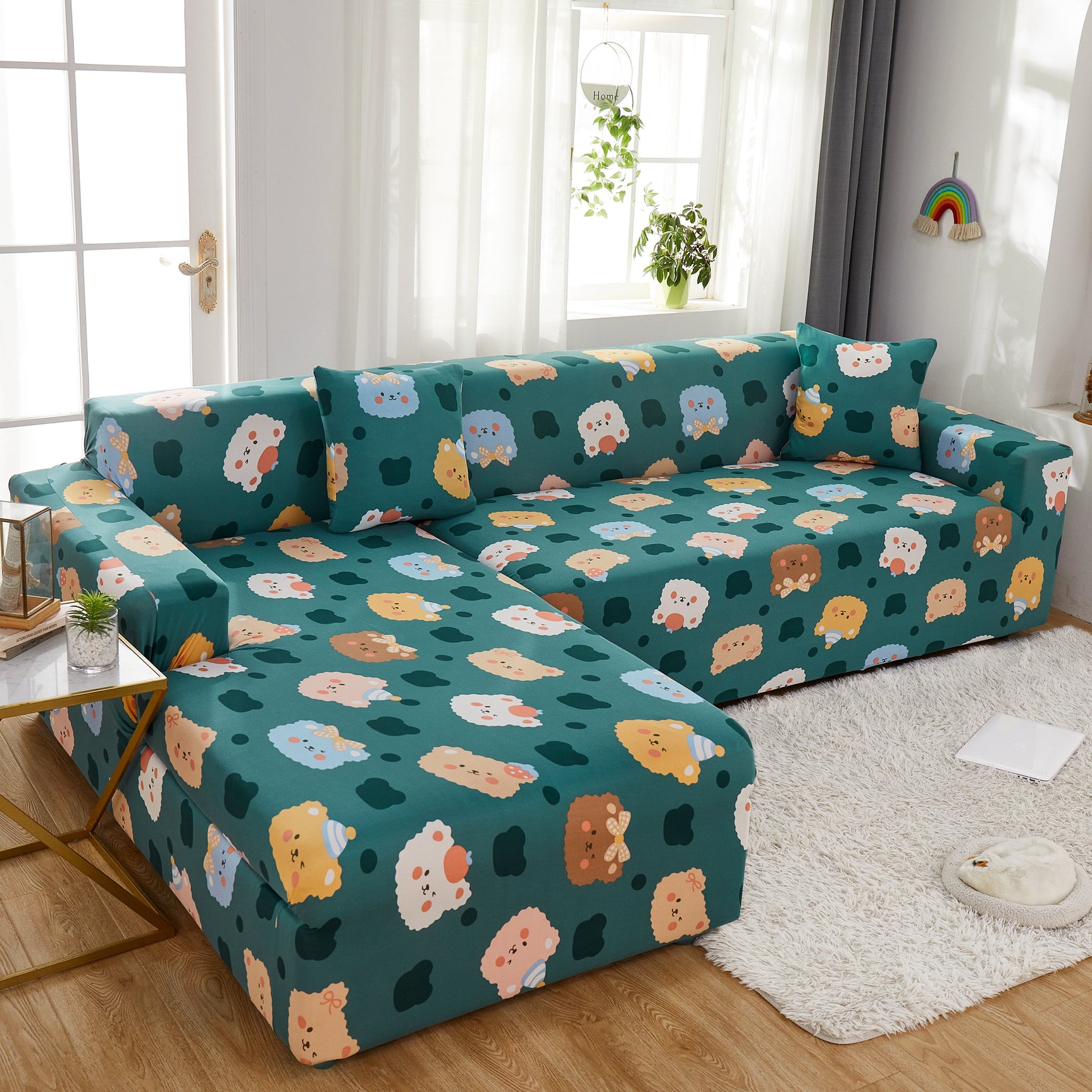 Stretch Sofa Covers for Sectional Couch, Washable Non Slip Slipcovers with Pillowcases - Ornate Home